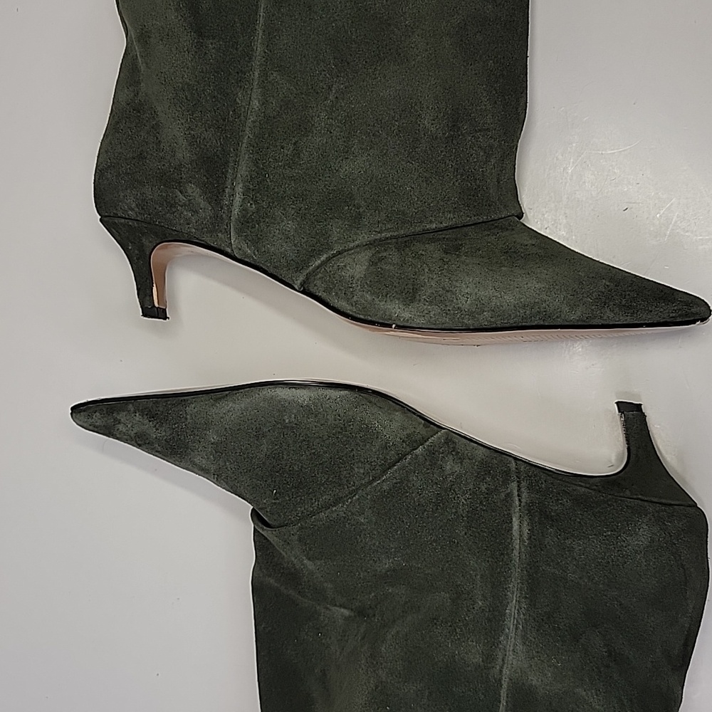 STEVE MADDEN LUCA KITTEN HEEL KNEE HIGH BOOTS OLIVE SUEDE - Picture 11 of 15